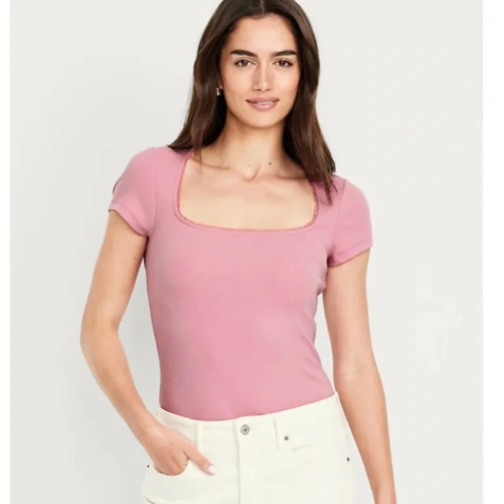 NWT Pink Square Neck Tee - Picture 1 of 7